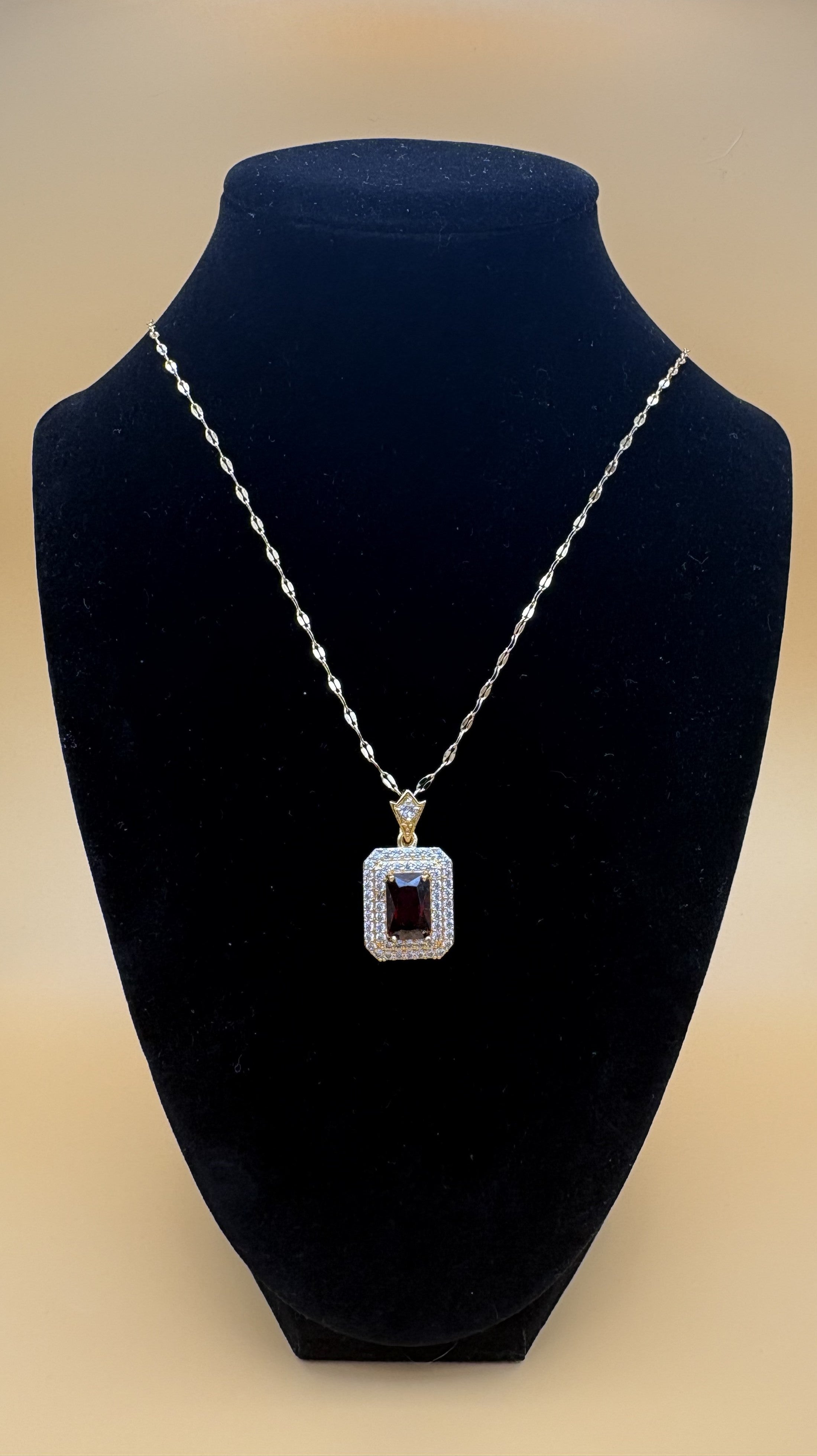 Rectangle Stone Pendant Necklace