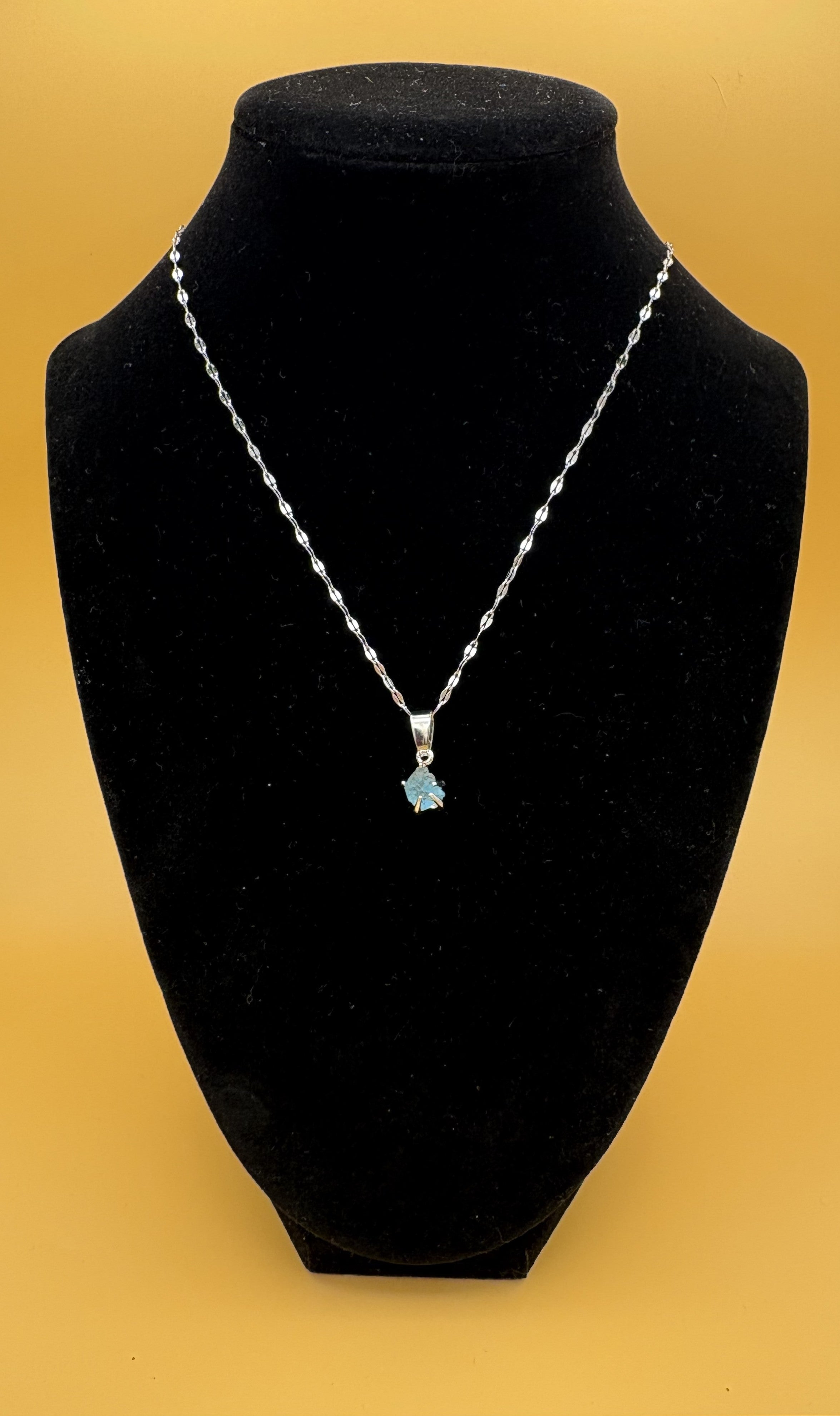 Natural Blue Apatite Stone Pendant Necklace