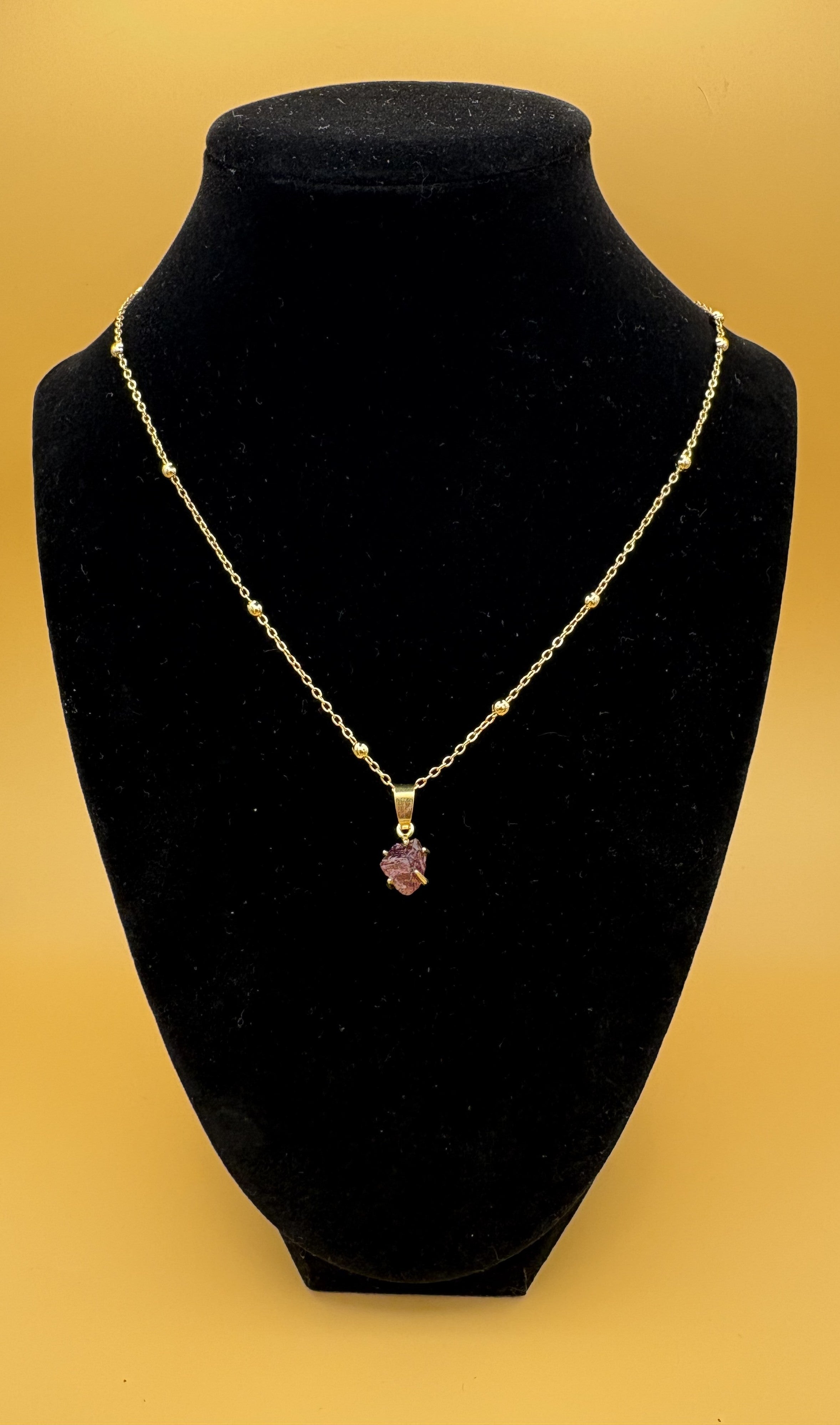 Natural Garnet Stone Pendant Necklace