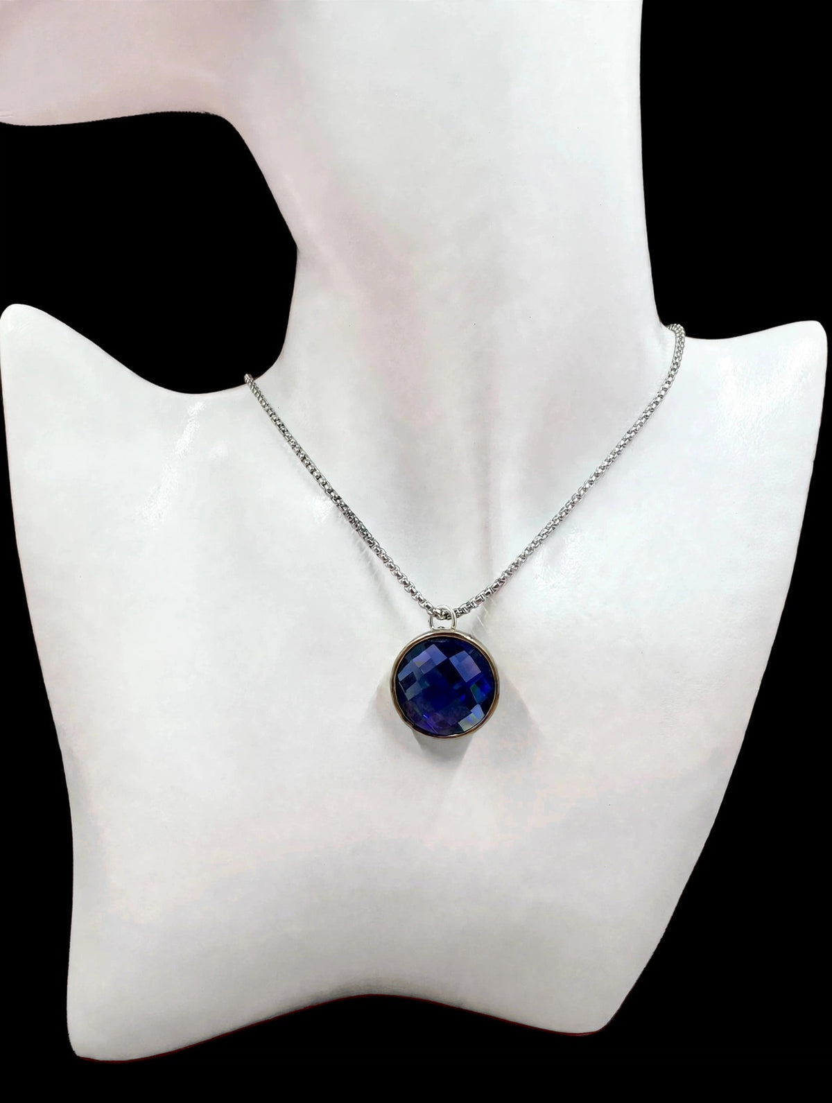 Midnight Blue Round Crystal Necklace