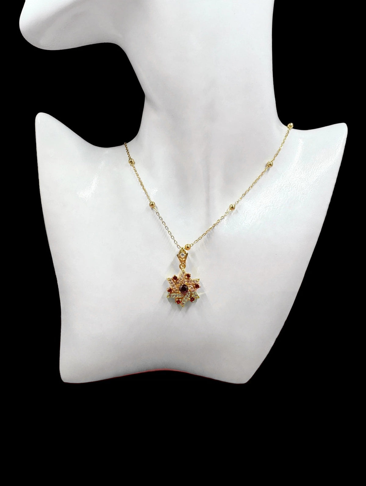 Orange & White Starburst Necklace