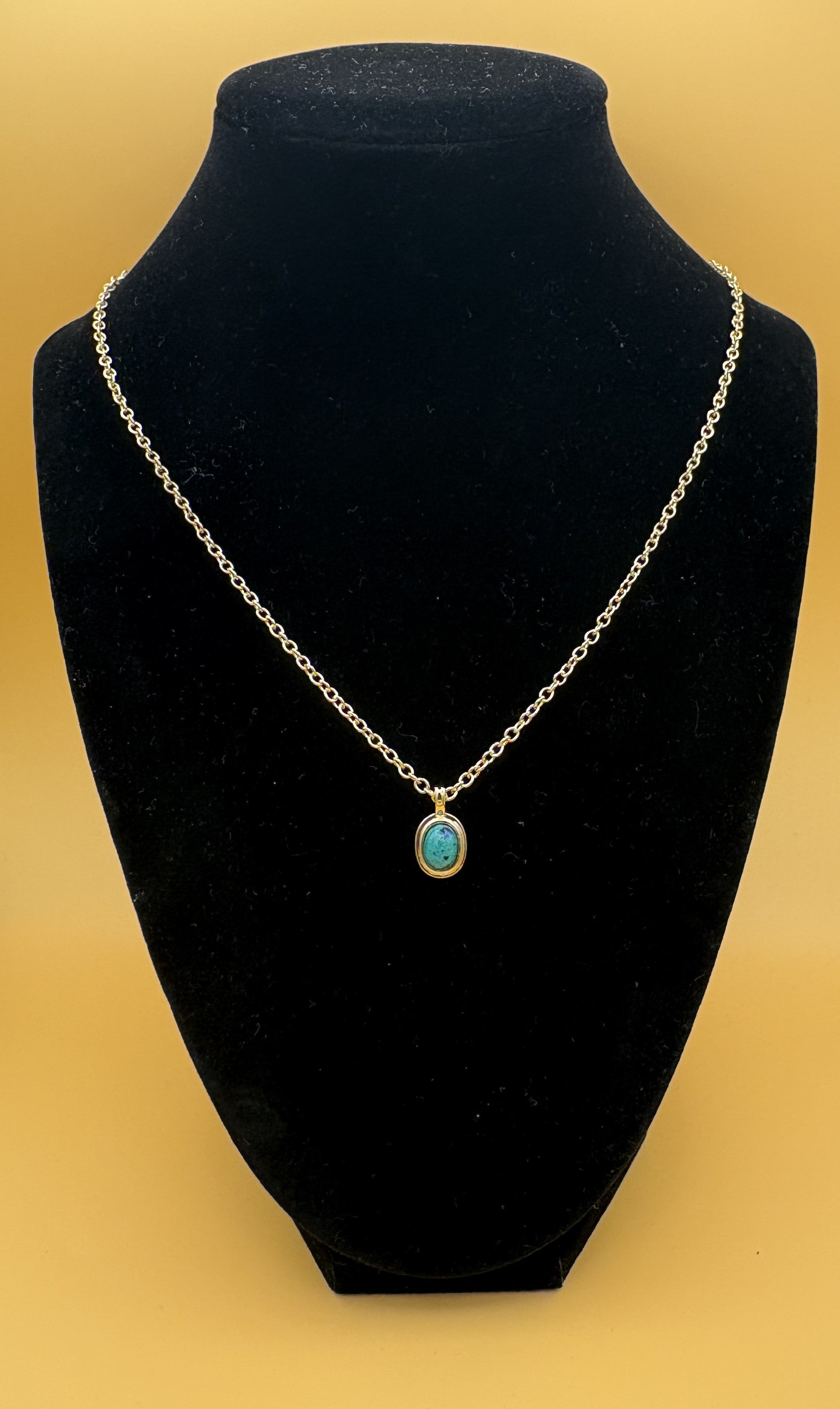 Natural Azurite Malachite Cabochon Necklace Pendant