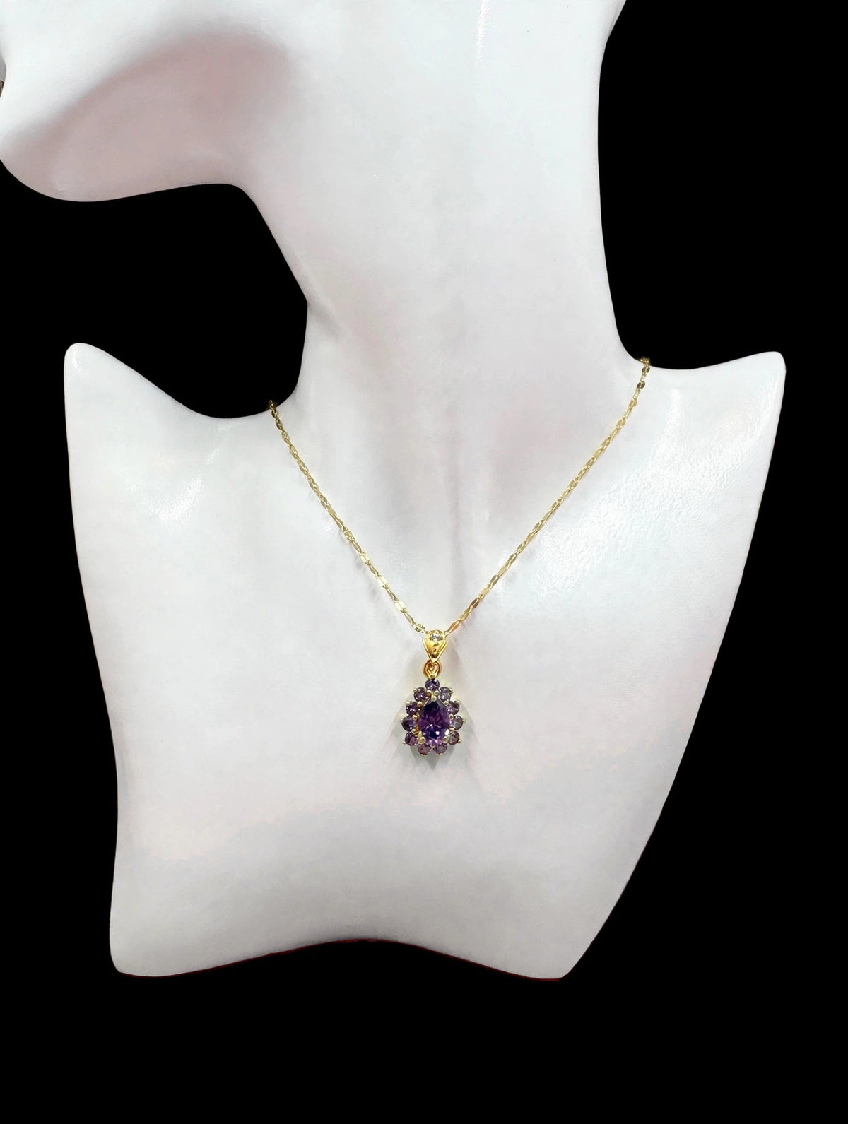 Purple Teardrop Cluster Necklace