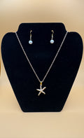 Ocean Charm Starfish Necklace + Imitation Pearl Earrings