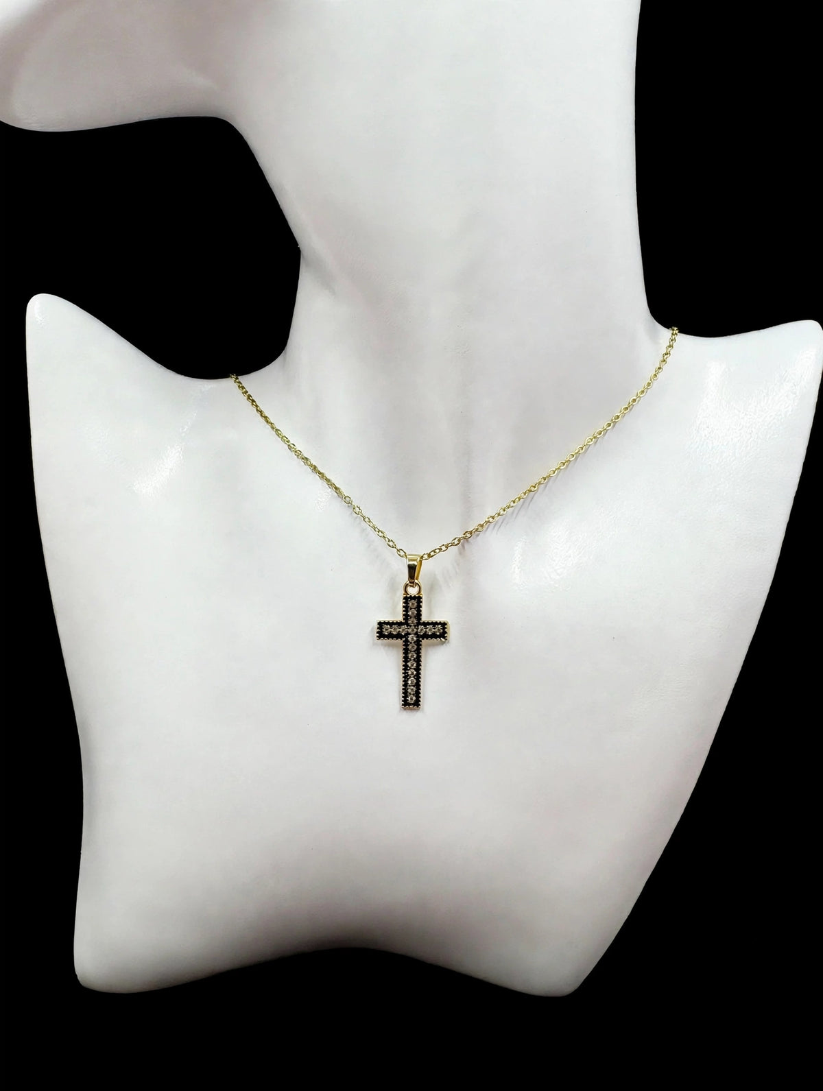 Black & Gold Cross Necklace